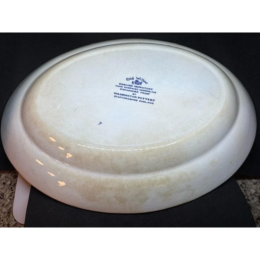 Vintage Old Willow English Ironstone Oval Platter 11 3/8